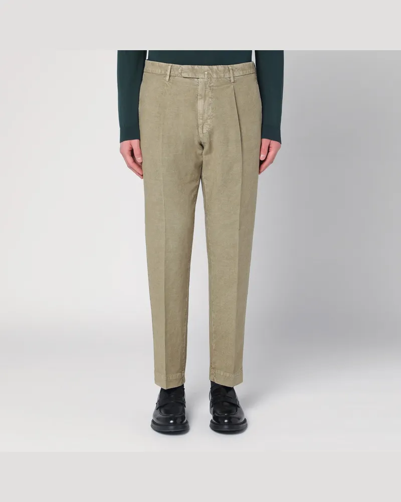 Biagio Santaniello Salbeigrüne Hose aus Baumwolle und Leinen Green