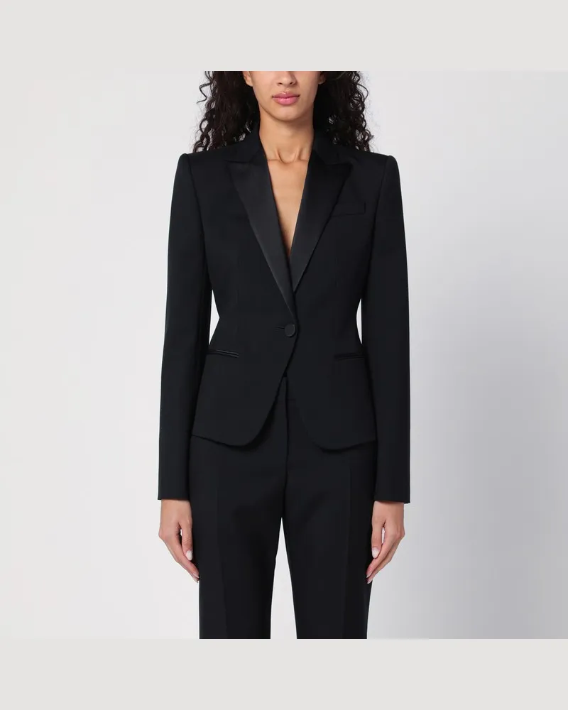 Alexander McQueen Einreihige schwarze Wolljacke Schwarz