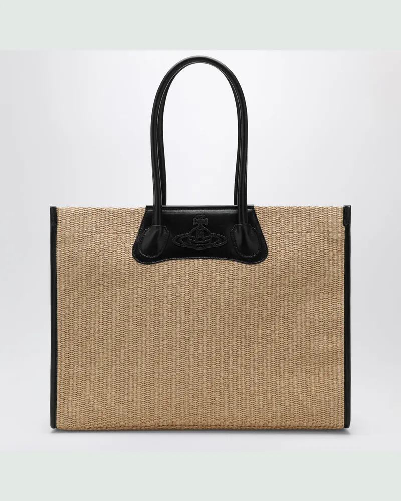 Vivienne Westwood Troy Tote Bag in Bastoptik aus Baumwollmix Natur Beige