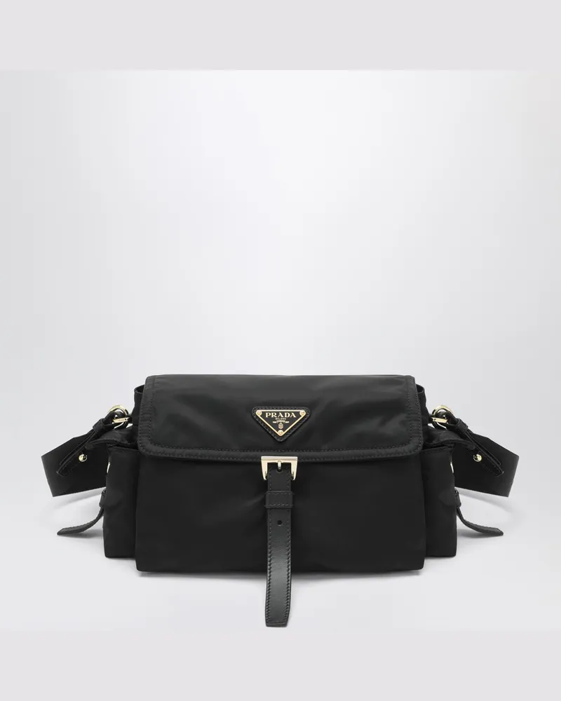 Prada Schwarze  Explore Medium Tasche aus Re-Nylon Black