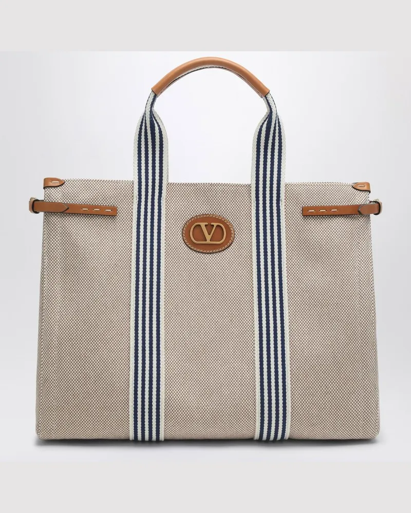 Valentino Garavani Große Canvas-Tragetasche Antibes Beige