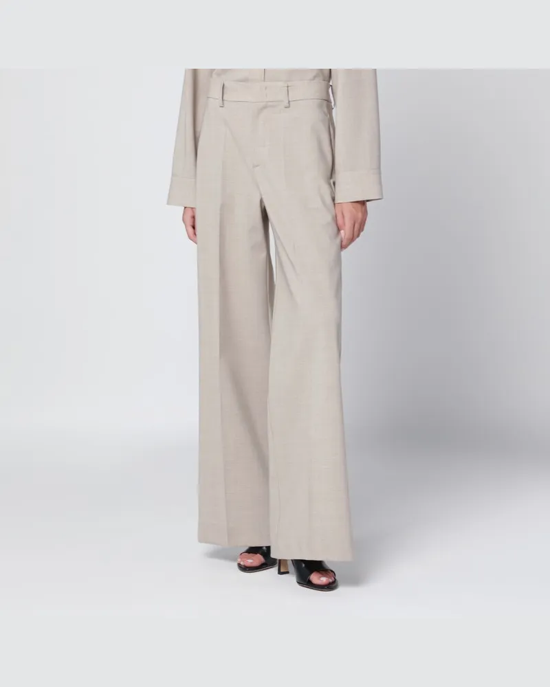 P.A.R.O.S.H. Weite Hose aus stückfarbener Wolle Beige
