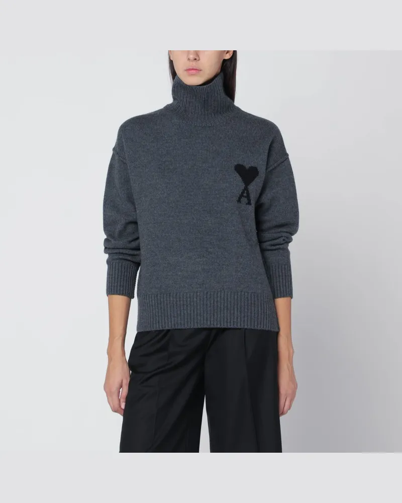 AMI Paris Rollkragenpullover Ami De Coeur grau Grau