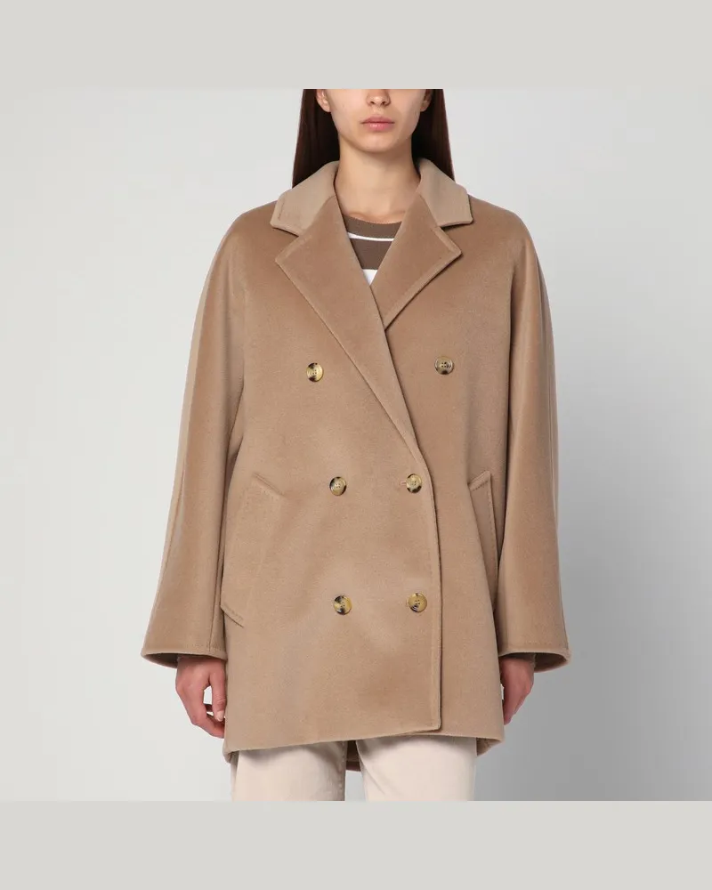 Max Mara 101801 Kurzer Icon Mantel in Kamel Beige