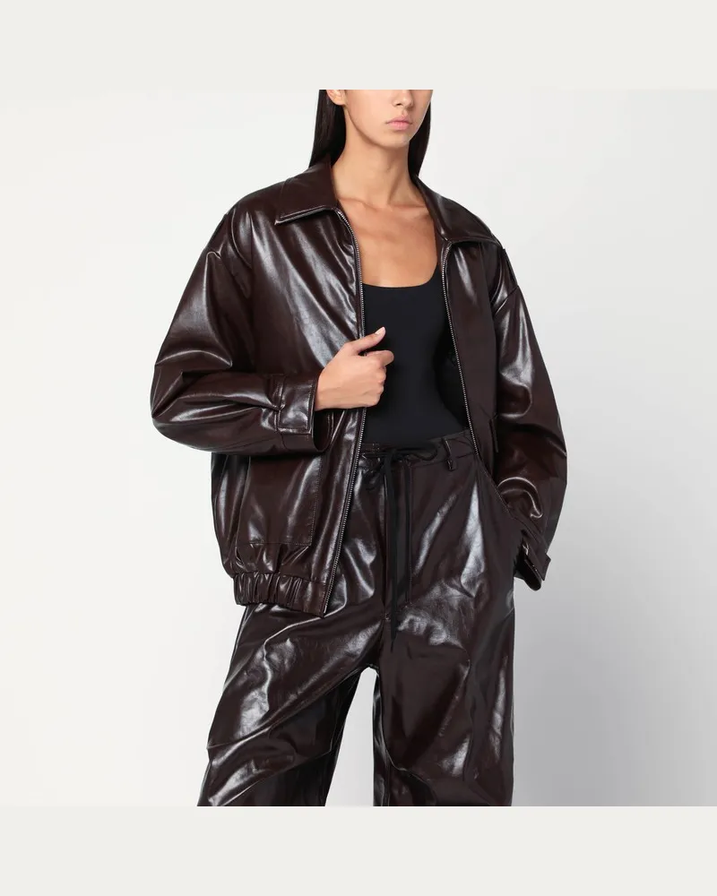Maison Margiela Burgunder Kunstlederjacke Burgunderrot