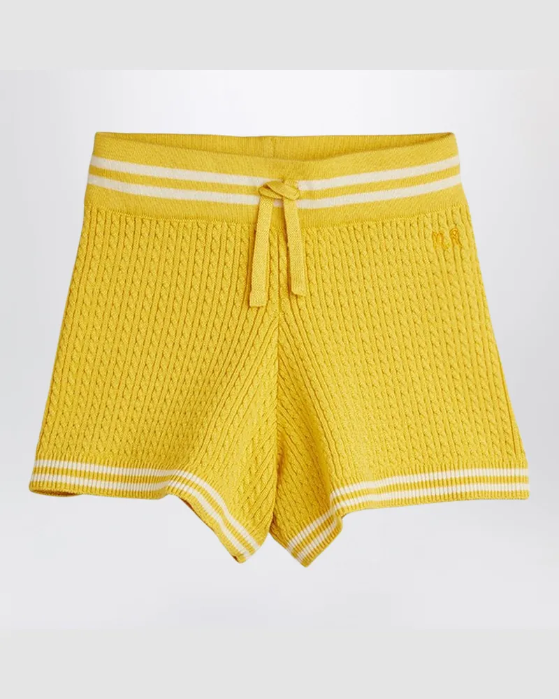 Mini Rodini Gelbe Shorts im Zopfmusterstrick Yellow
