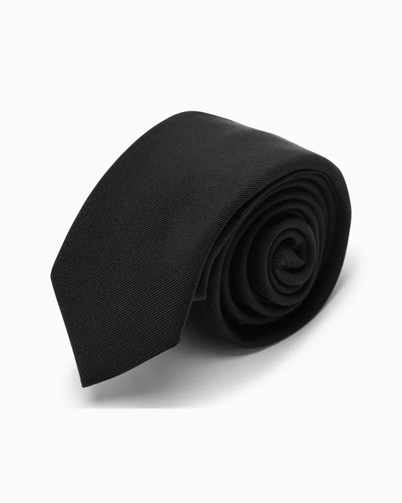 Saint Laurent Schwarze Seidenkrawatte Schwarz