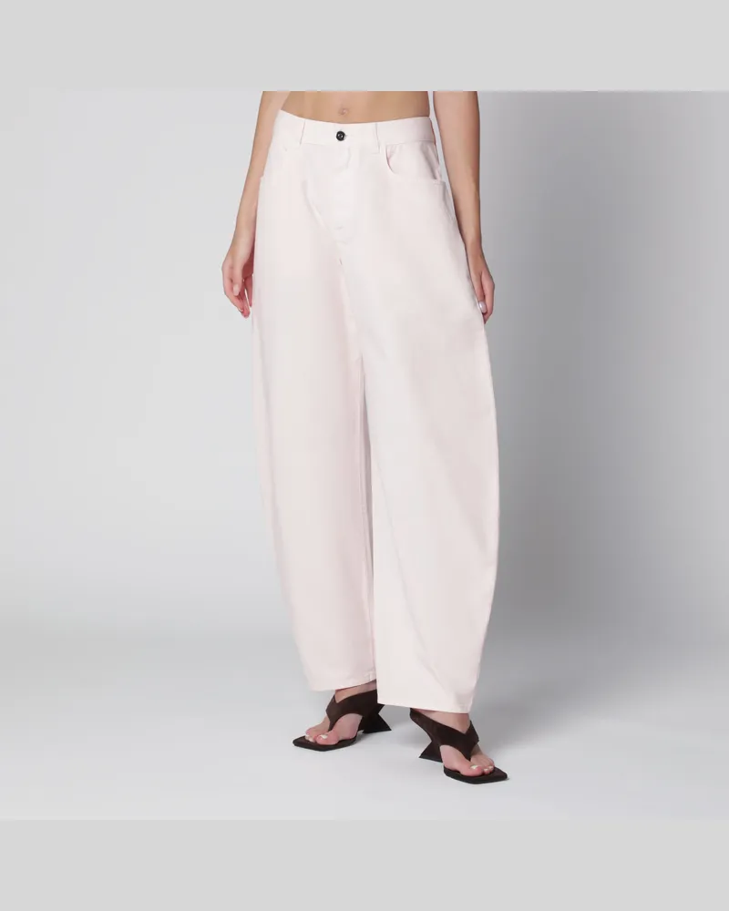 Alaïa Rund geschnittene High-Waist-Jeans aus Denim in Rosé Pink