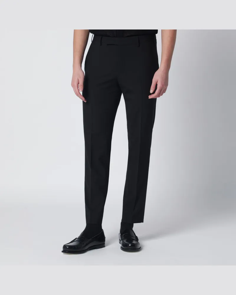 PT TORINO Black wool-blend trousers Black