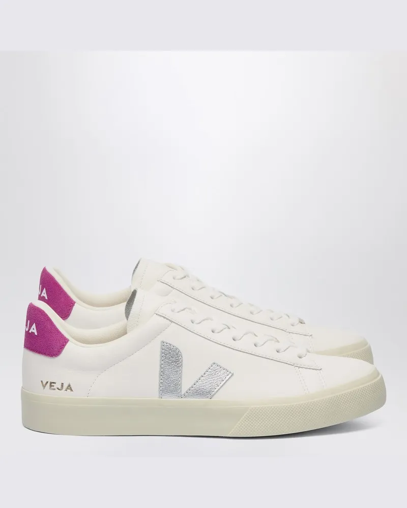 VEJA Campo Sneaker aus weißem, silbernem und violettem Leder Weiß