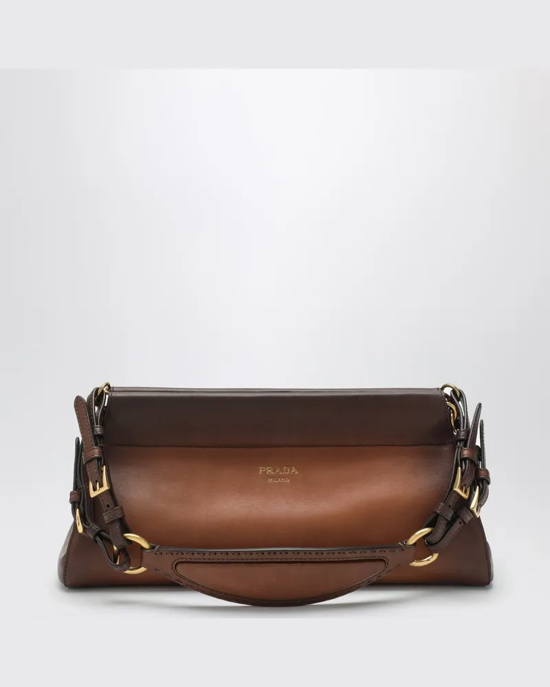 Prada Enchaîné Medium Tasche aus cognacfarbenem Leder Braun