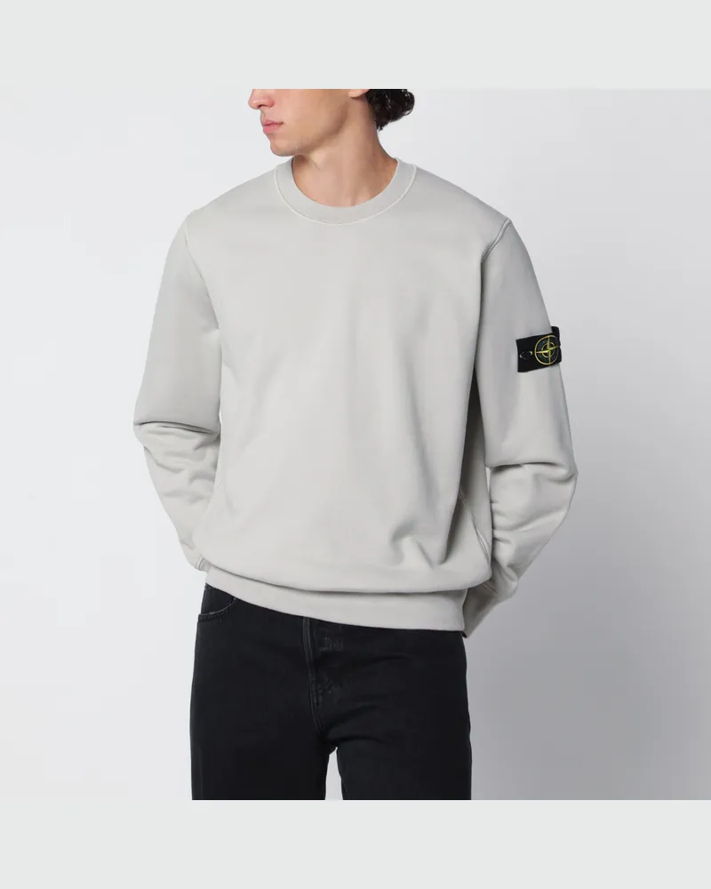 Stone Island Perlgraues Rundhals-Sweatshirt aus Baumwolle Grey