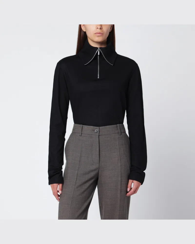 Entire Studios Schwarzer Wollpullover mit Reißverschlusskragen 