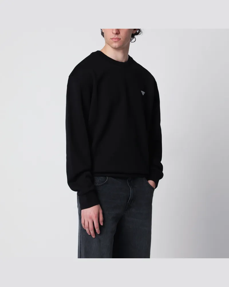 Prada Black crewneck sweatshirt in technical cotton Black
