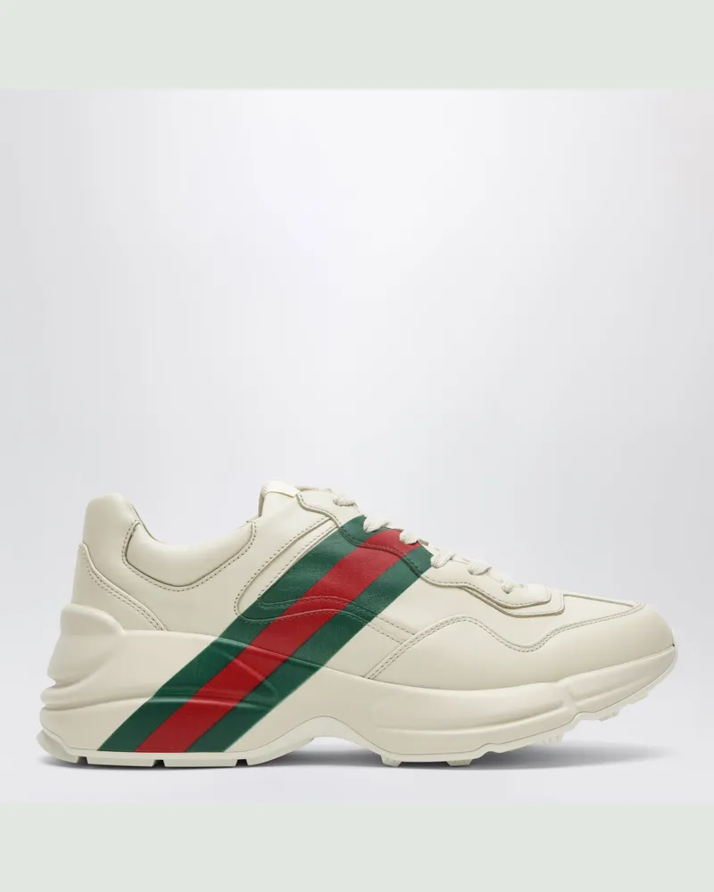 Gucci Rhyton ivory leather sneakers Beige