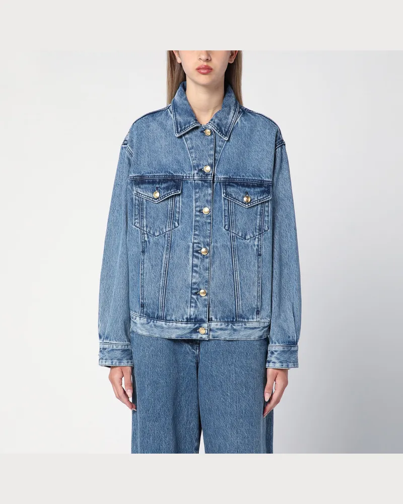 Palm Angels Jeansjacke aus Denim mit Dschungeleinsatz 