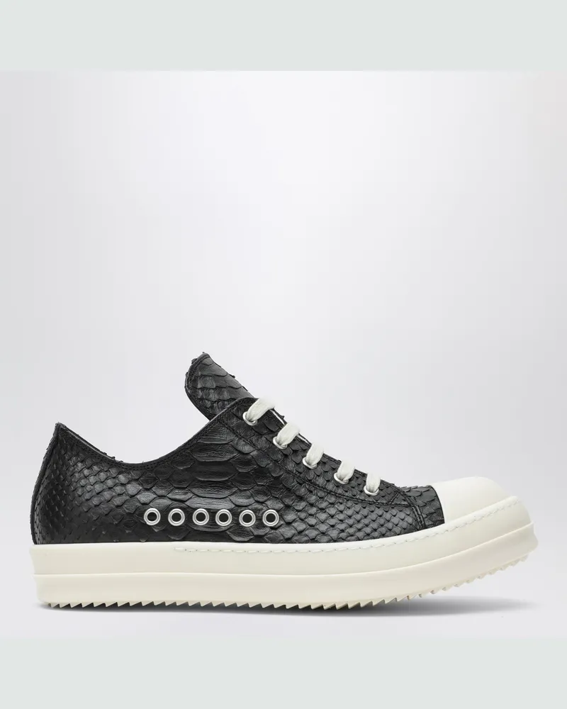 Rick Owens Porterville Low Sneaker in schwarzem Pythonleder Black
