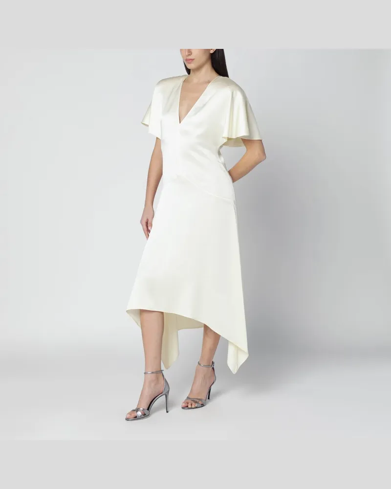 Stella McCartney Butterfarbenes Satin-Midikleid Weiß