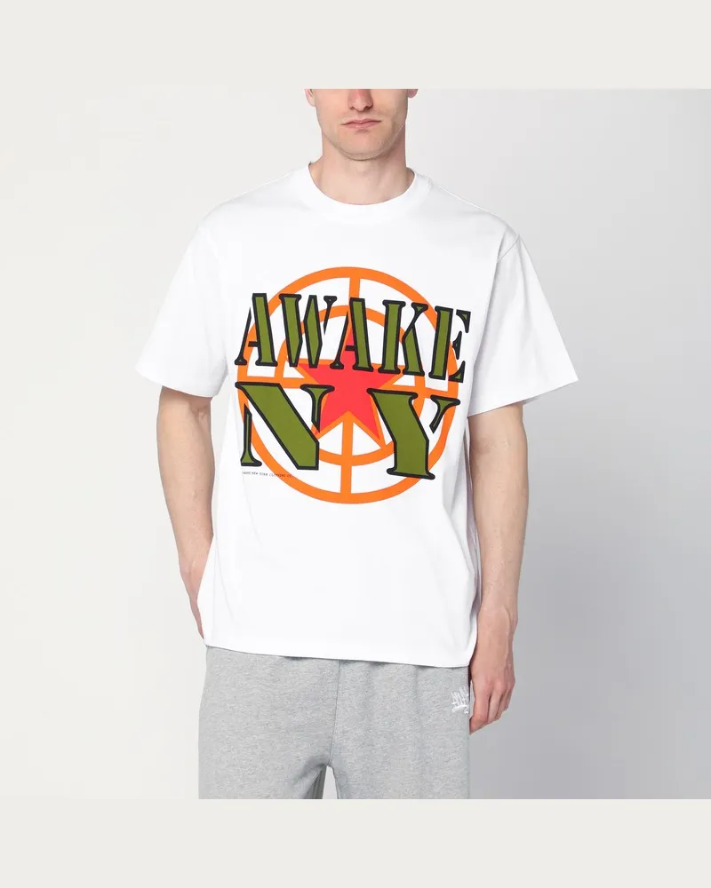AWAKE NY Weißes T-Shirt mit Zielscheiben-Print Weiß