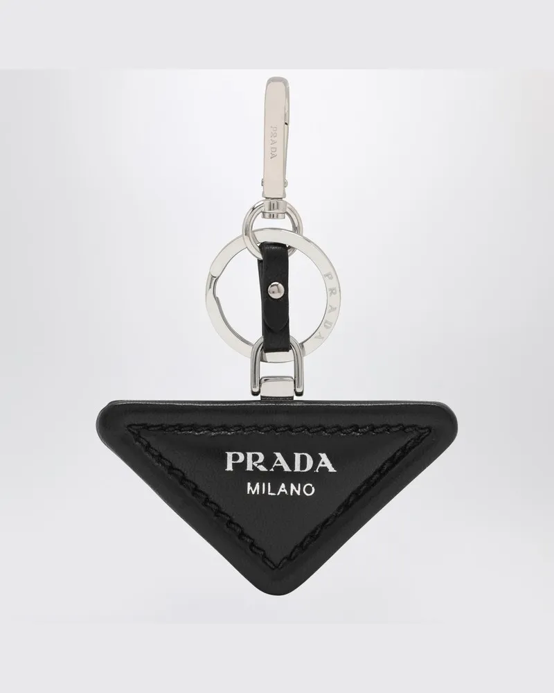 Prada Schwarzer Schlüsselanhänger mit Logo Schwarz