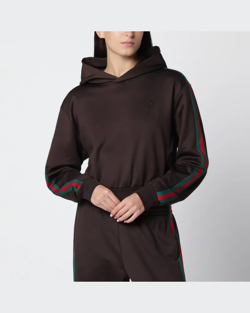 Gucci Kurzes Sweatshirt aus Stretch-Jersey in Deep Chocolate Brown
