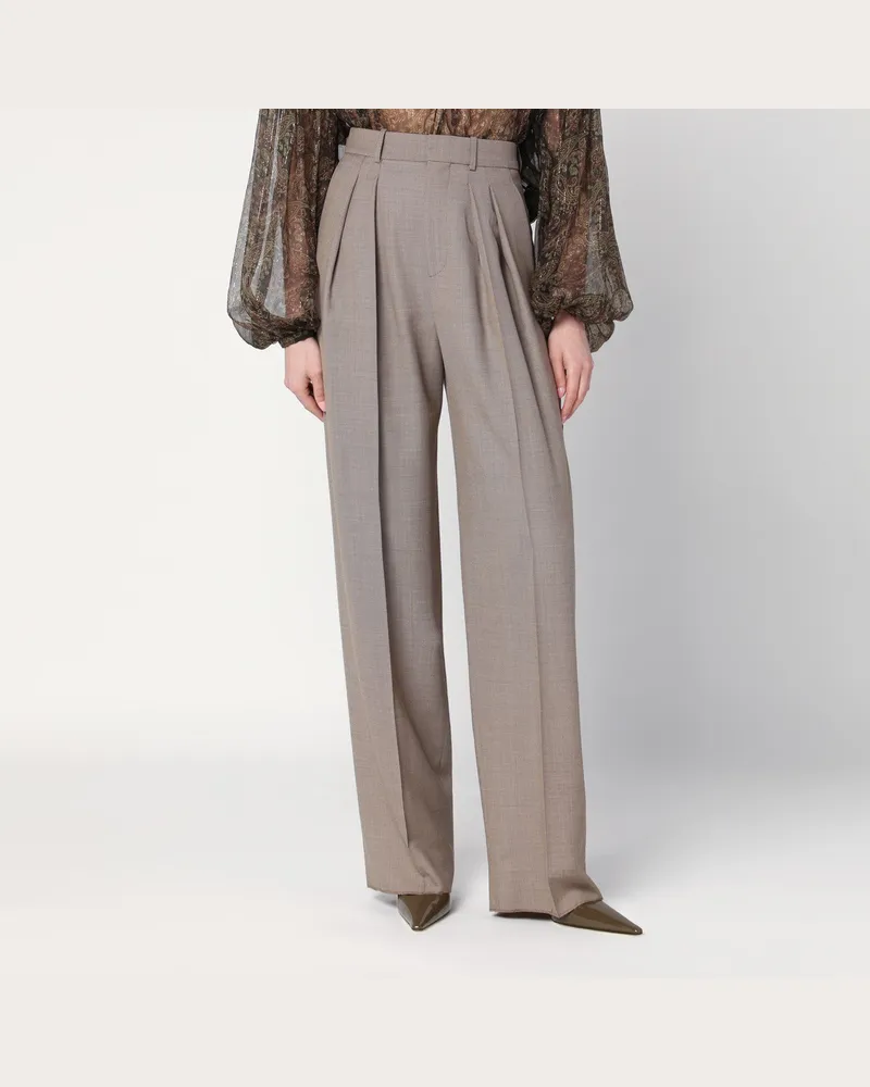 Saint Laurent Weite Hose in Taupe-Beige aus Wolle Beige