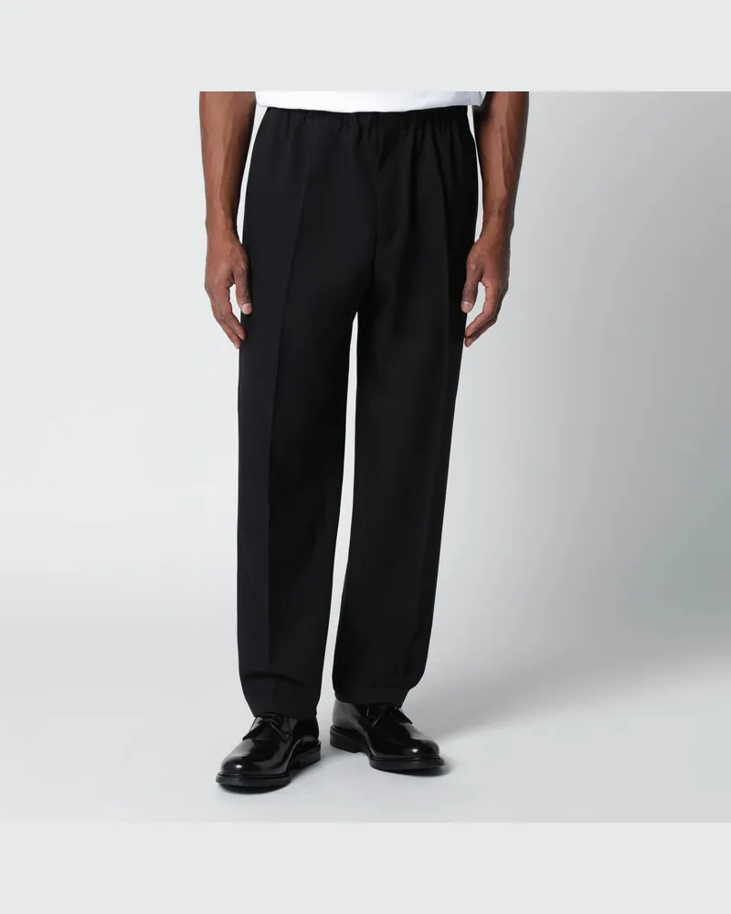 Jil Sander Schwarze Hose aus technischem Serge Black