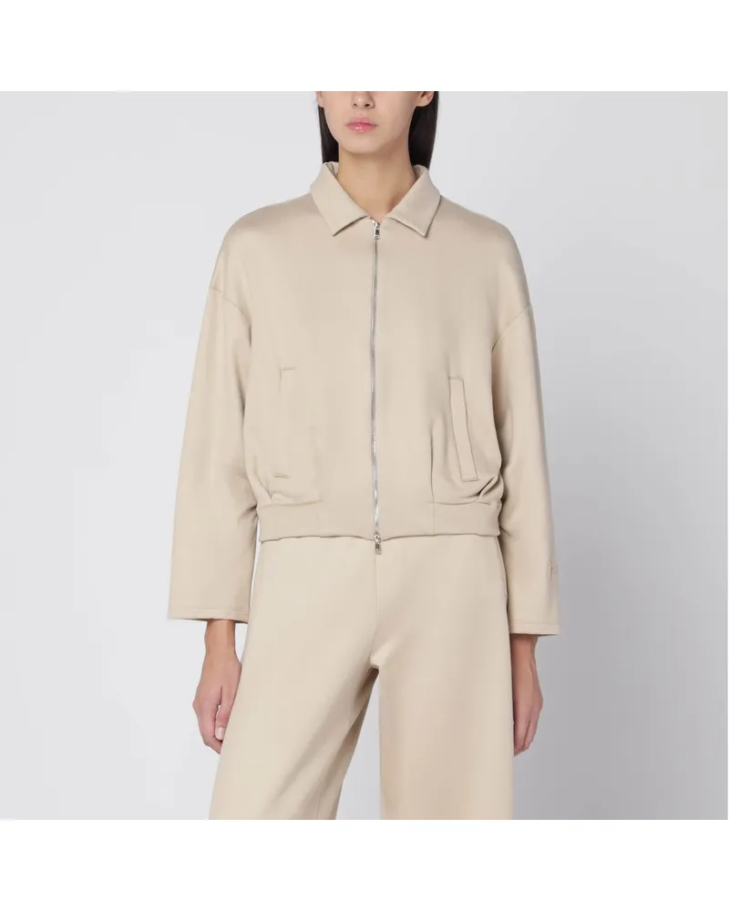 Max Mara Beiges Cropped-Sweatshirt aus Seidenmischung Beige
