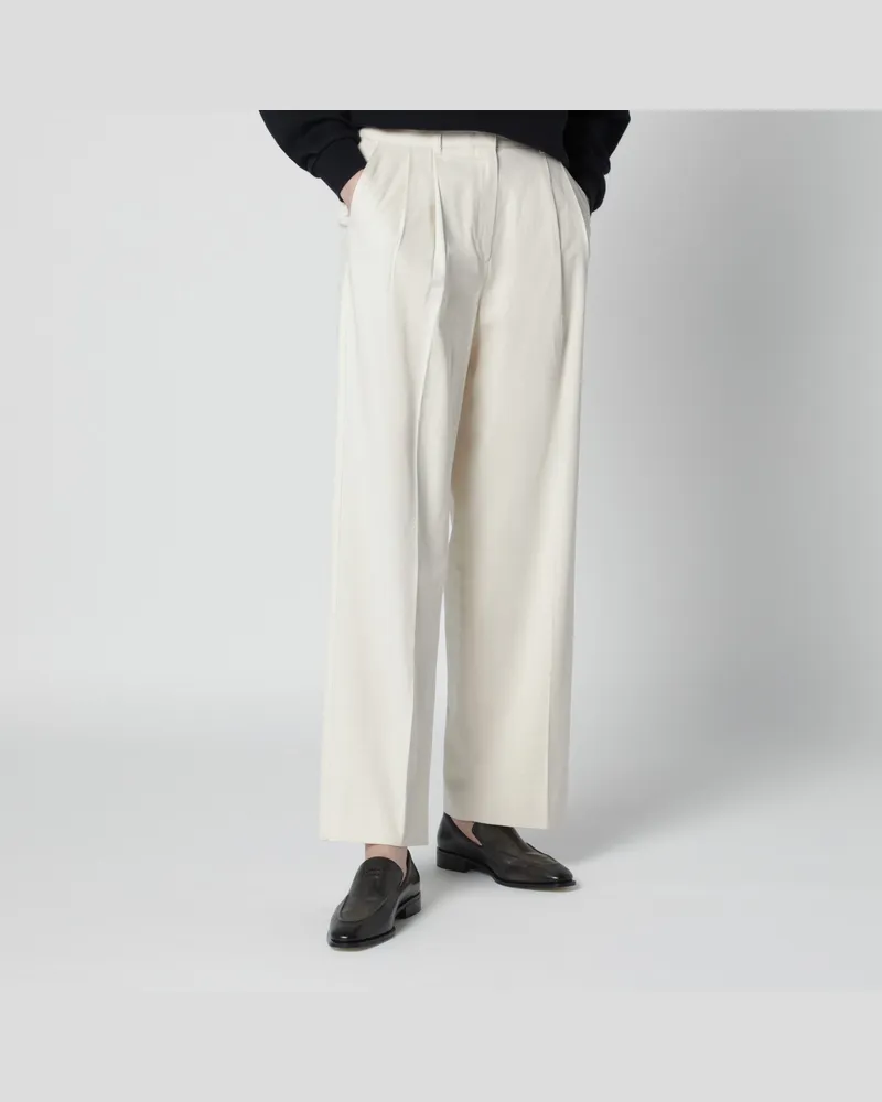 Dunst Elfenbeinfarbene Hose mit zwei Bundfalten aus Baumwollmix White