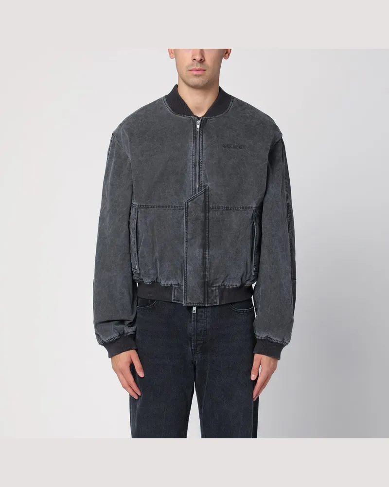 REPRESENT Schwarze Bomberjacke aus ausgewaschener Baumwolle Schwarz
