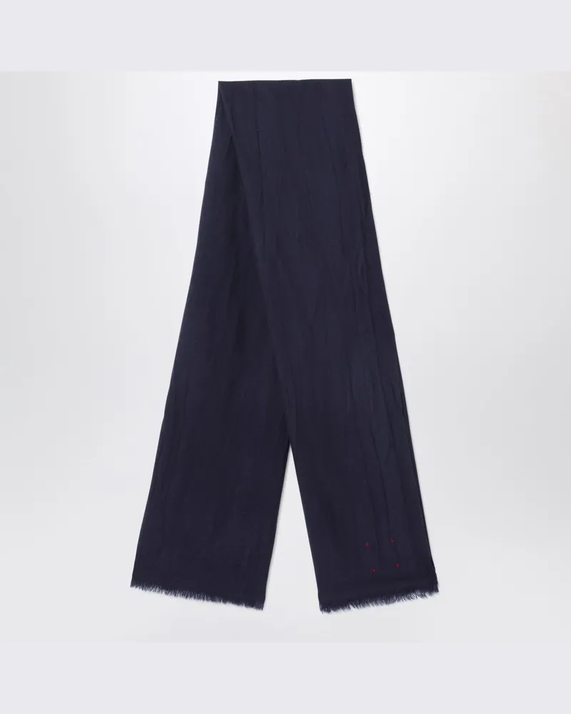 Destin Schal aus marineblauer Wolle Blau