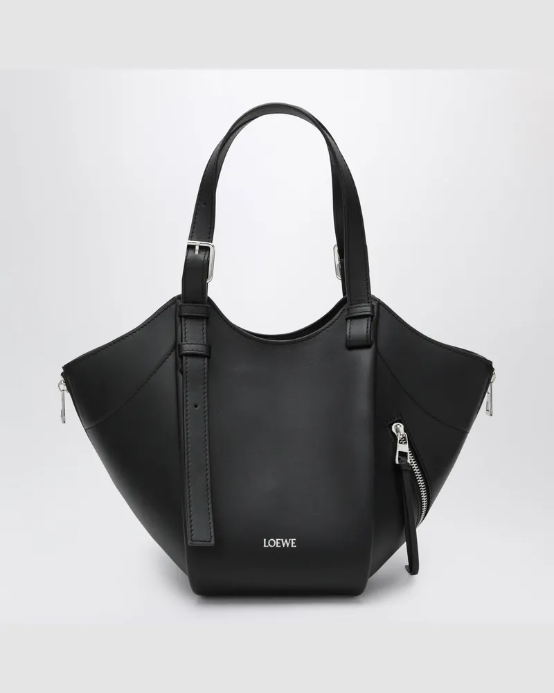 Loewe Hammock Flip Tasche aus schwarzem Leder Black