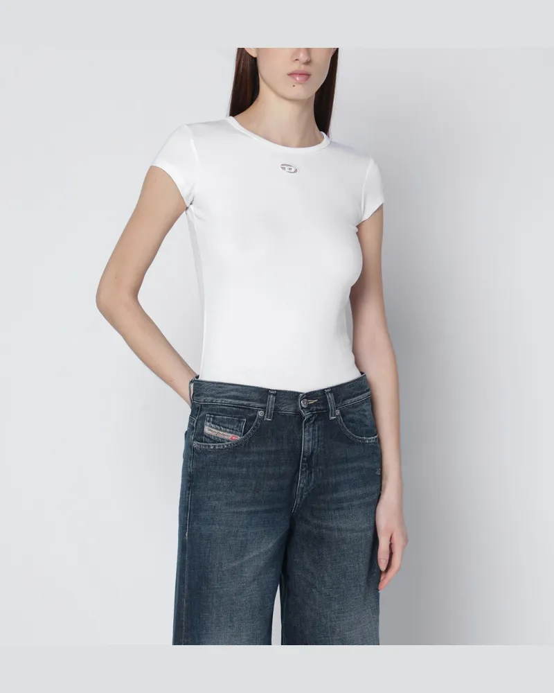 Diesel T-Angie weißes T-Shirt mit gelasertem Oval D White