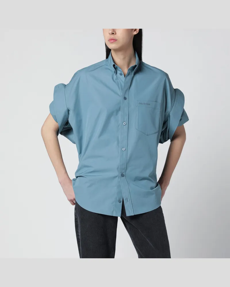 Balenciaga Graublaues Hemd mit umgeschlagenen Ärmeln 