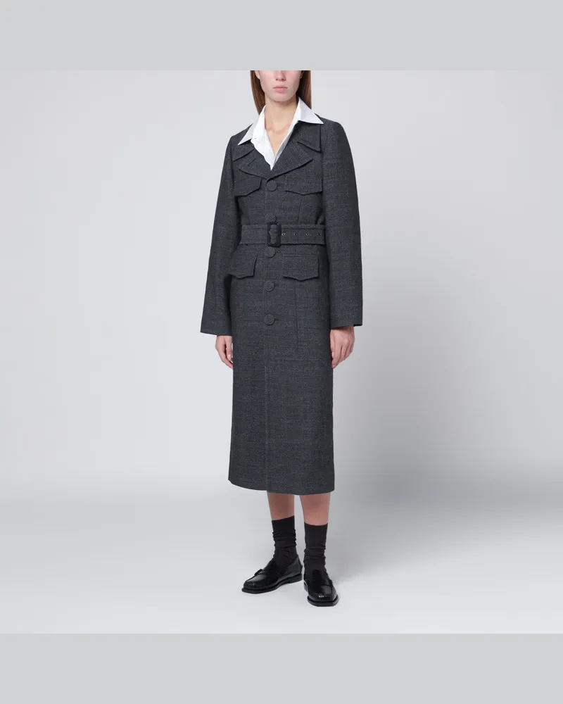 Namacheko Grauer Wollmantel mit Gürtel Grey