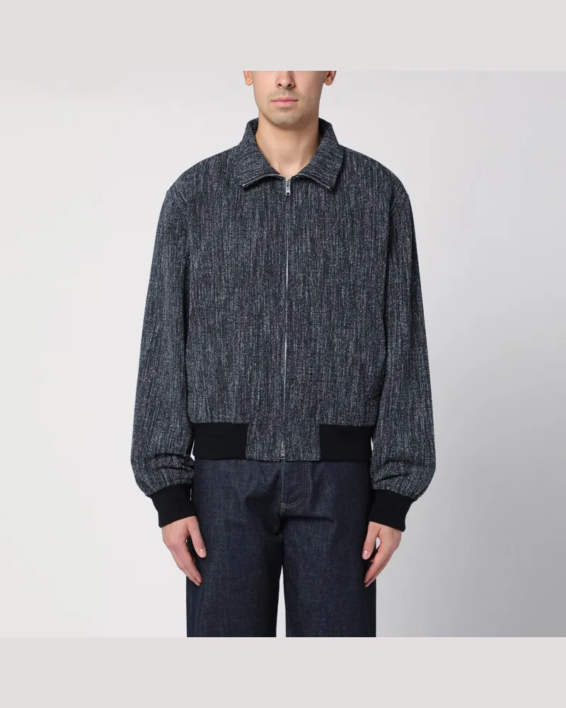 Bottega Veneta Graue Bomberjacke aus strukturiertem Wollgemisch Grau
