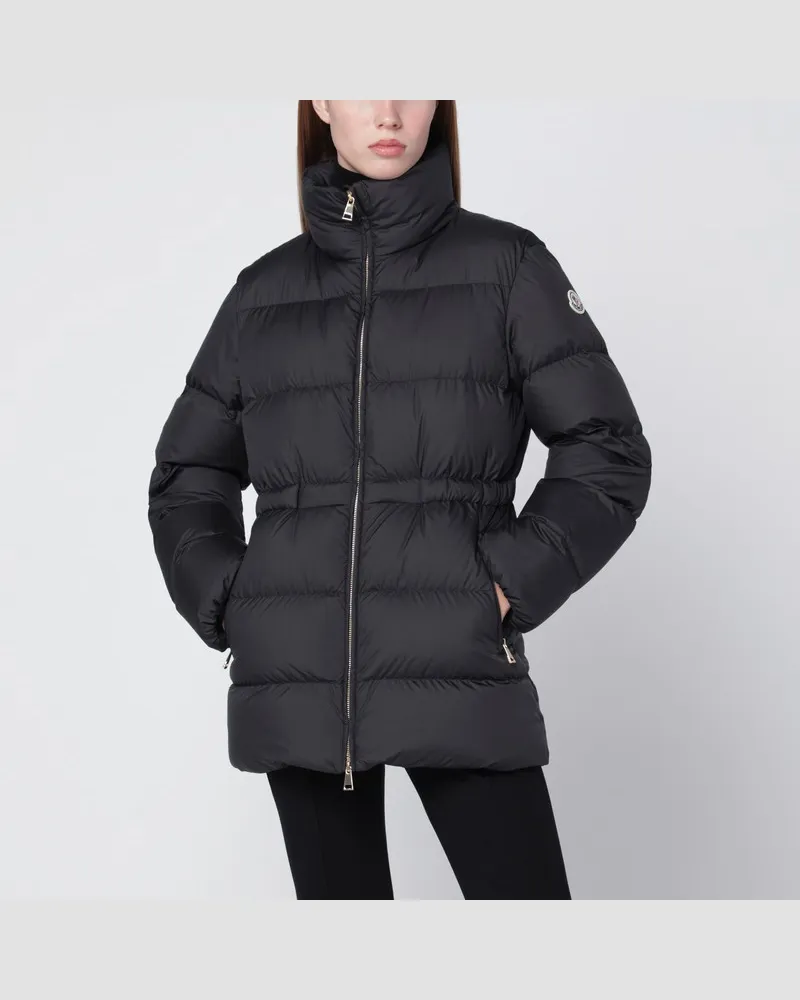 Moncler Schwarze Brossette Daunenjacke mit Reißverschluss Schwarz