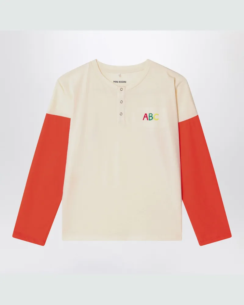 Mini Rodini Hellbeiges T-Shirt aus Bio-Baumwolle White