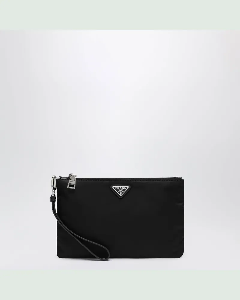 Prada Beutel aus schwarzem Re-Nylon und Saffiano-Leder Black