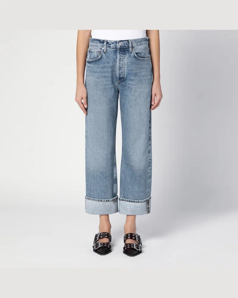AGOLDE Hellblaue Jeans Fran aus ökologischem Denim mit Umschlag Hellblau
