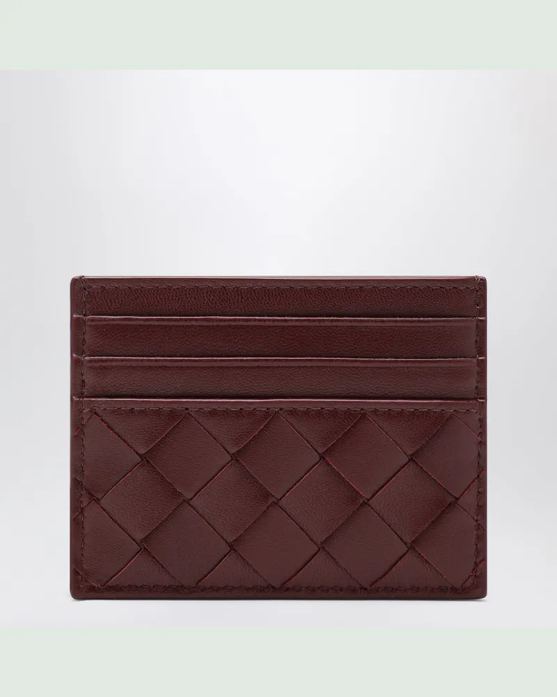 Bottega Veneta Barolo color card holder in Intrecciato Burgundy
