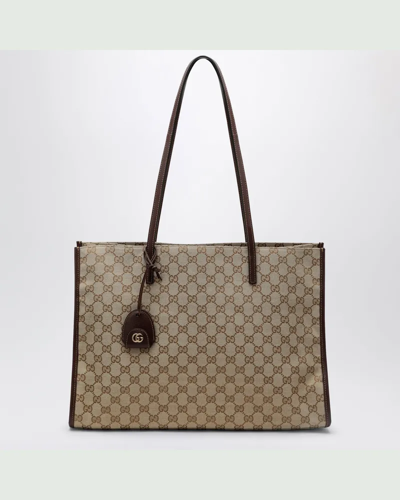 Gucci Große London Shopping-Tasche aus GG-Gewebe in Beige Sand Beige