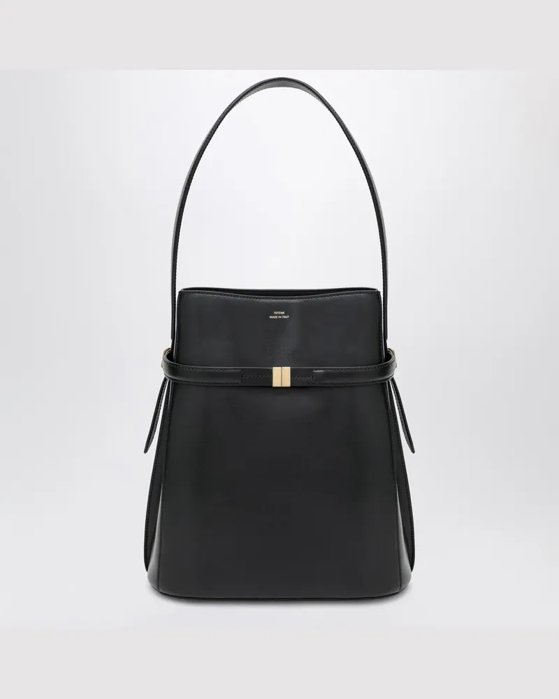 Totême Schwarze Bucket Bag aus Leder mit Riemen Schwarz