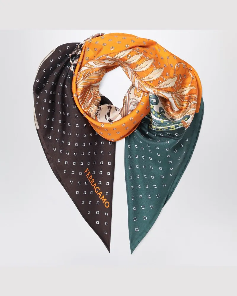 Ferragamo Seidenschal Madras-Druck Mehrfarbig