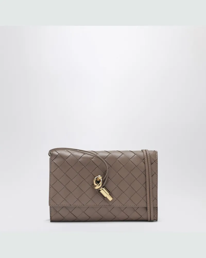 Bottega Veneta Andiamo-Pouch aus Leder in Beige Pinecone Brown