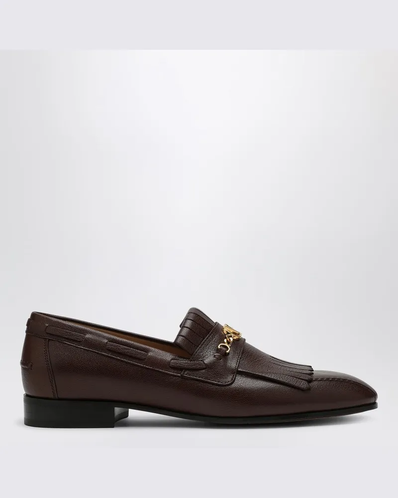 Valentino Garavani Moccasin Vlogo Signature Kaffee-Farbe mit Fransen Braun