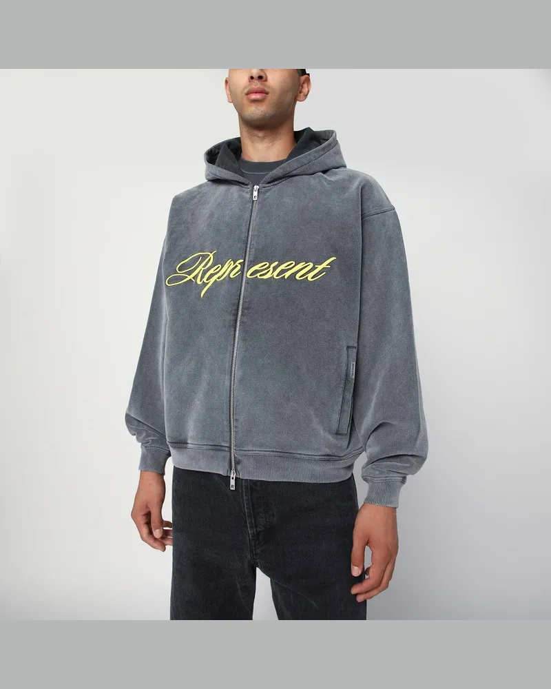 REPRESENT Verwaschenes graues Sweatshirt mit Reißverschluss Grau