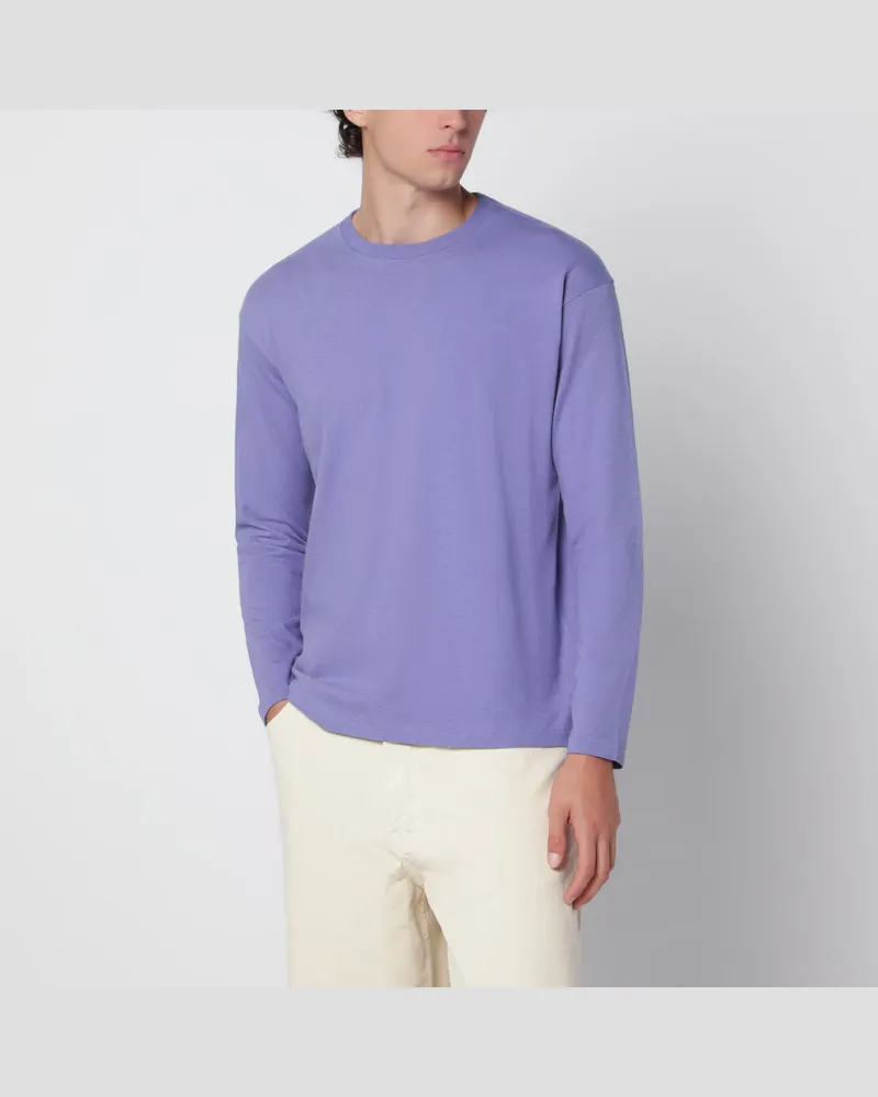 AURALEE Lila langärmeliger Pullover aus Baumwolle und Kaschmir Purple