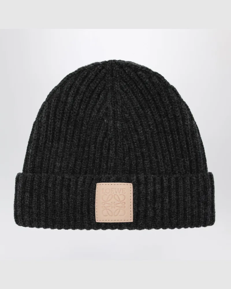 Loewe Schwarze gerippte Kaschmirmütze Black
