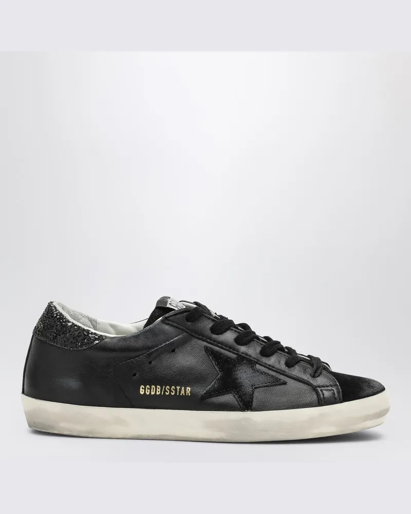 Golden Goose Schwarzer flacher Sneakers Super-star mit Strasssteinen Schwarz